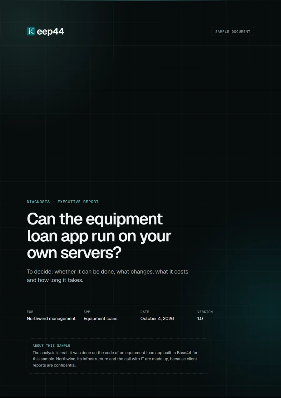 Cover of the sample executive report