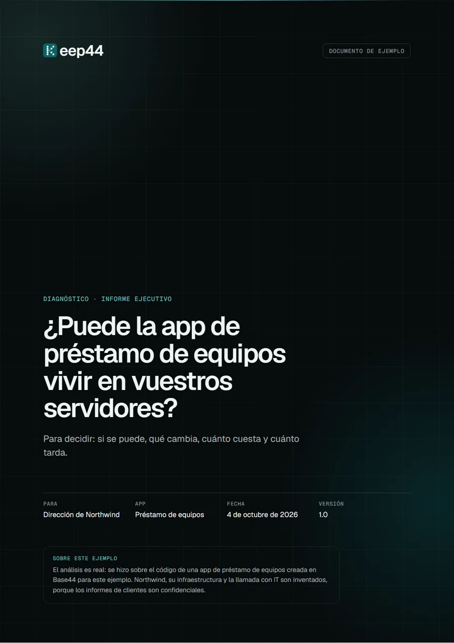 Portada del informe ejecutivo de ejemplo