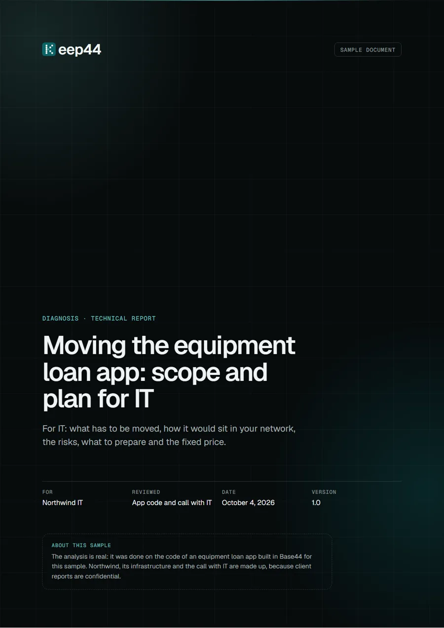 Cover of the sample technical report
